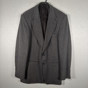 Vtg USA Made 41L Grey Wool Tweed Mens Blazer Suit Jacket Sport Coat